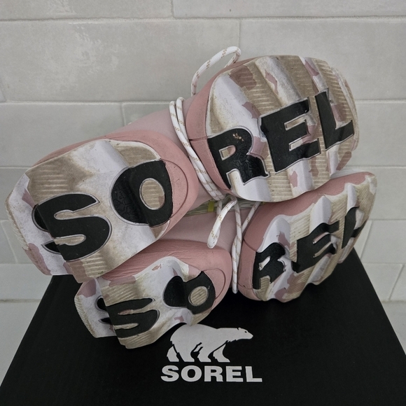 Sorel Kinetic Impact Lace-Up Chunky Sneaker White Eraser Pink Size 8 - Picture 4 of 7